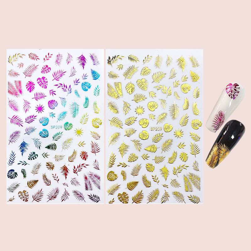 

2sheets Leaf Pattern Nail Art Sticker, Multicolor