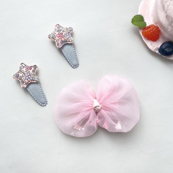 

3pcs Girls Star Decor Hair Clip, Multicolor