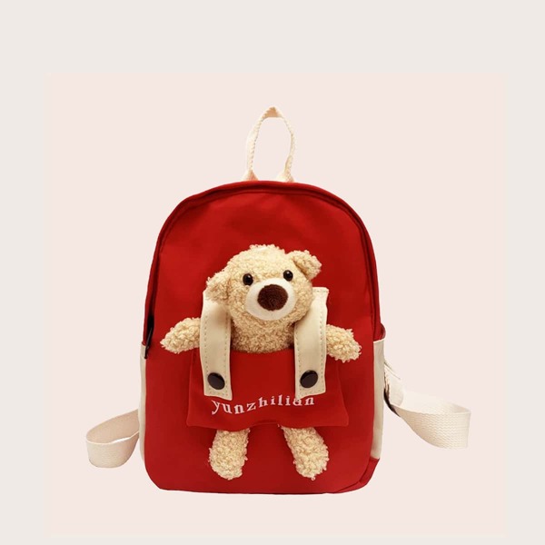 

Girls Cartoon Bear Decor Backpack, Red