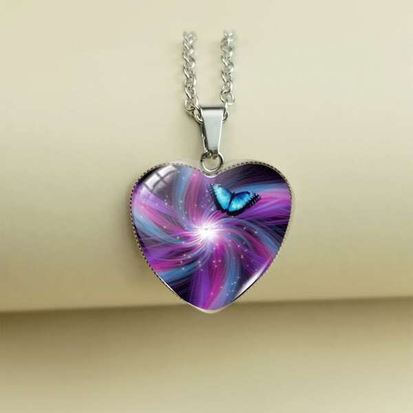

Heart Pendant Necklace, Silver