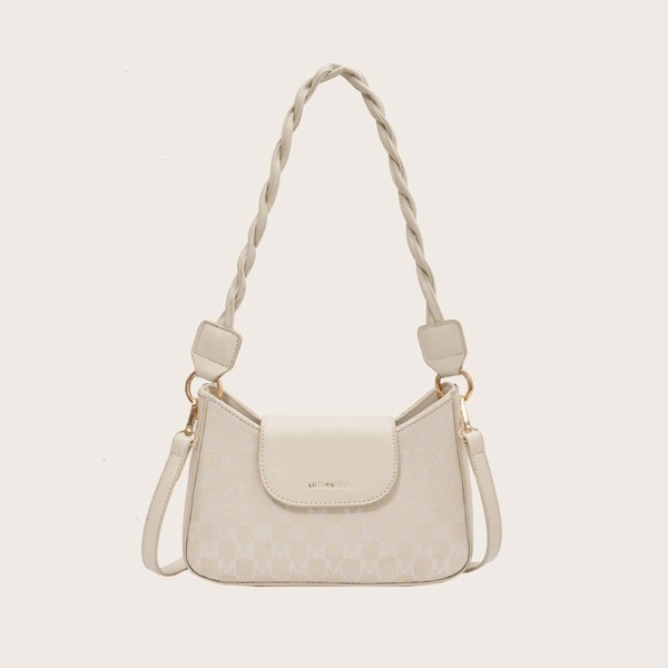 

Letter Graphic Baguette Bag, White