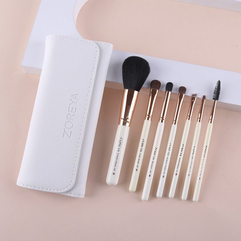

7pcs Makeup Brush Set & 1pc Storage Bag, White