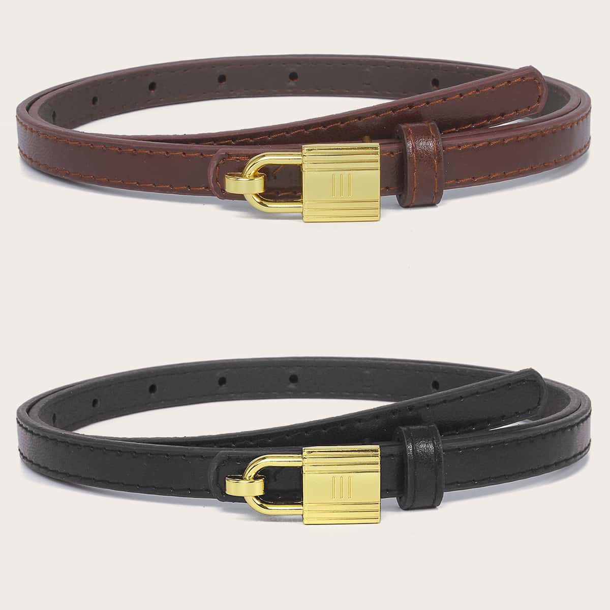 

2pcs Lock Decor Buckle Belt, Multicolor