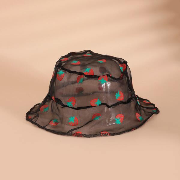 

Girls Fruit Pattern Bucket Hat, Black