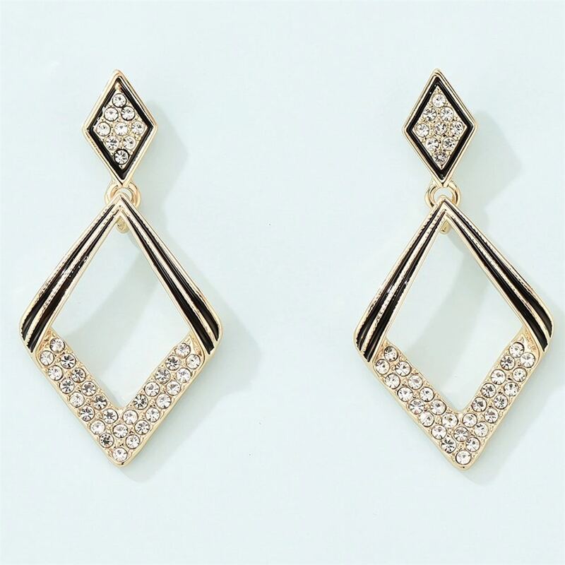 

Rhinestone Drop Earrings, Gold