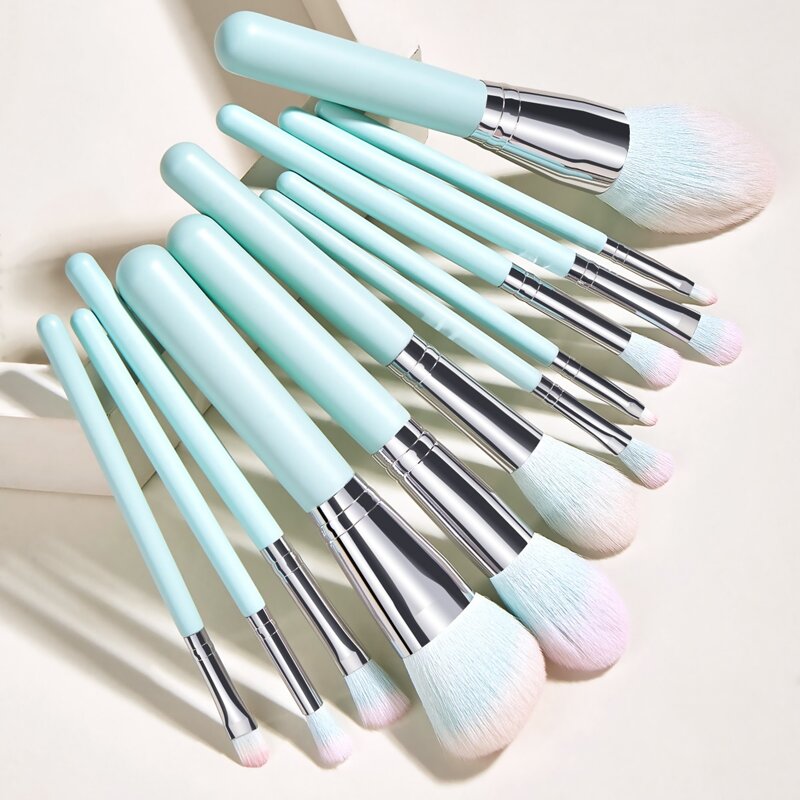 

12pcs Makeup Brush Set, Mint blue