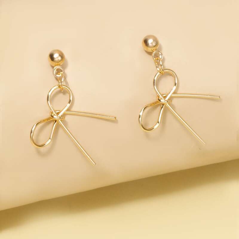 

Bow Drop Earrings, Gold