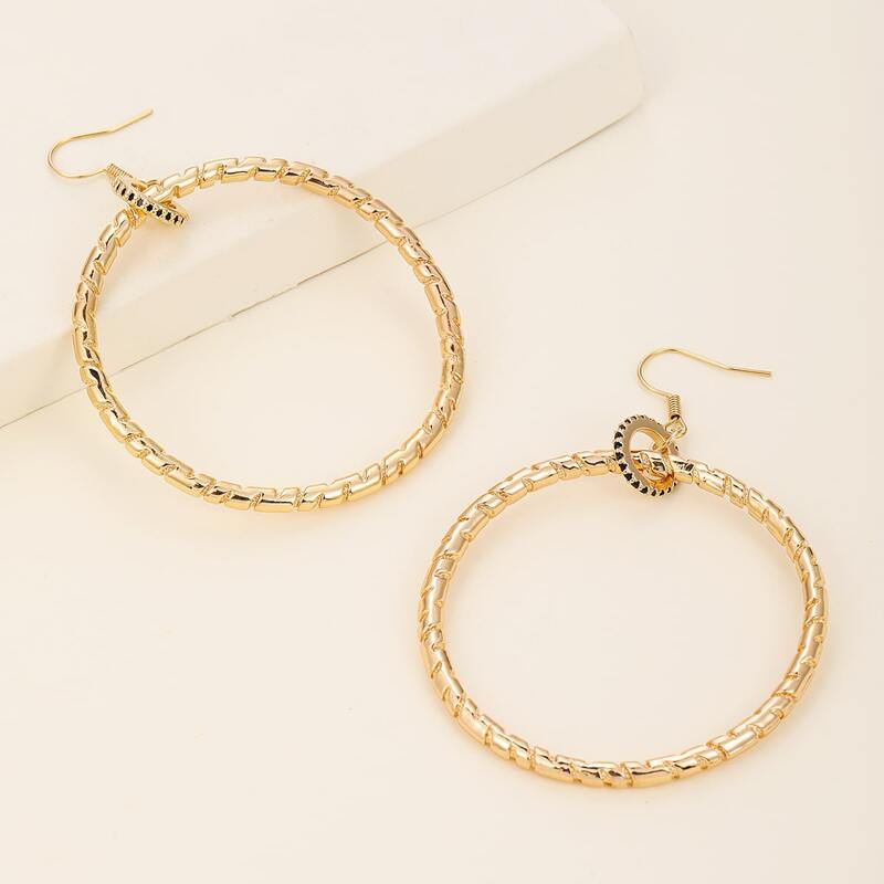 

Textured Round Drop Earrings, Gold