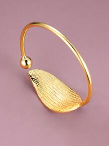 葉子細節開口手鐲 - 金黃色 - 查看 2