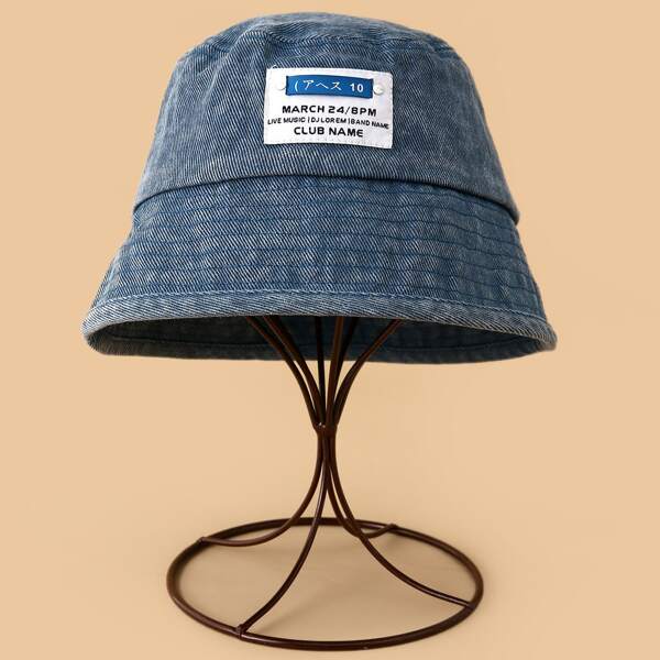 

Letter Graphic Bucket Hat, Blue