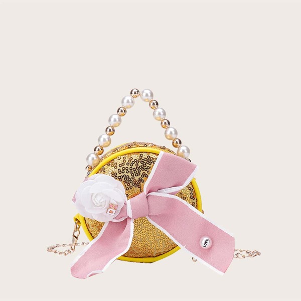 

Girls Sequin & Bow Decor Satchel Bag, Yellow