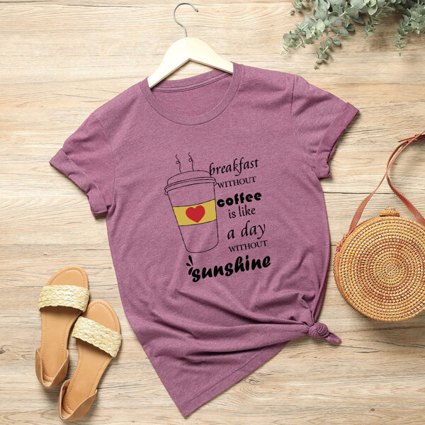 

Plus Slogan Graphic Short Sleeve Tee, Mauve purple