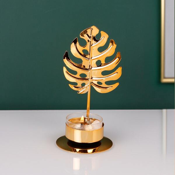

Leaf Decor Candle Holder, Gold