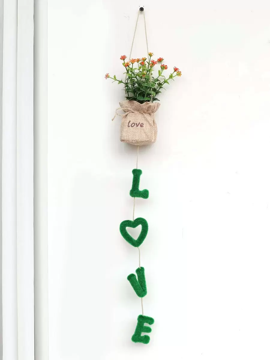 1 pièce Plante en pot artificielle à accrocher au mur, décoration de maison, décoration de chambre, décoration murale - Multicolore - Voir 1