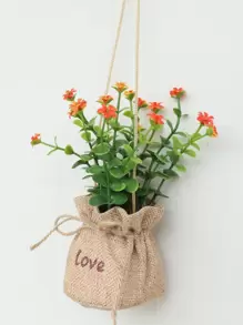 1 pièce Plante en pot artificielle à accrocher au mur, décoration de maison, décoration de chambre, décoration murale - Multicolore - Voir 4