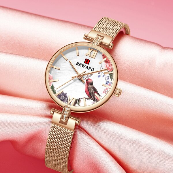 

Bird Pattern Mesh Strap Quartz Watch