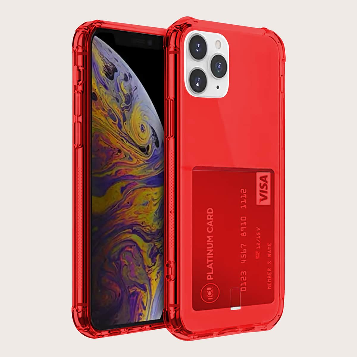 

Phone Case With Card Holder, Red