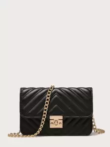 Túi chuỗi khóa xoắn nắp xương cá - màu đen - Xem 1