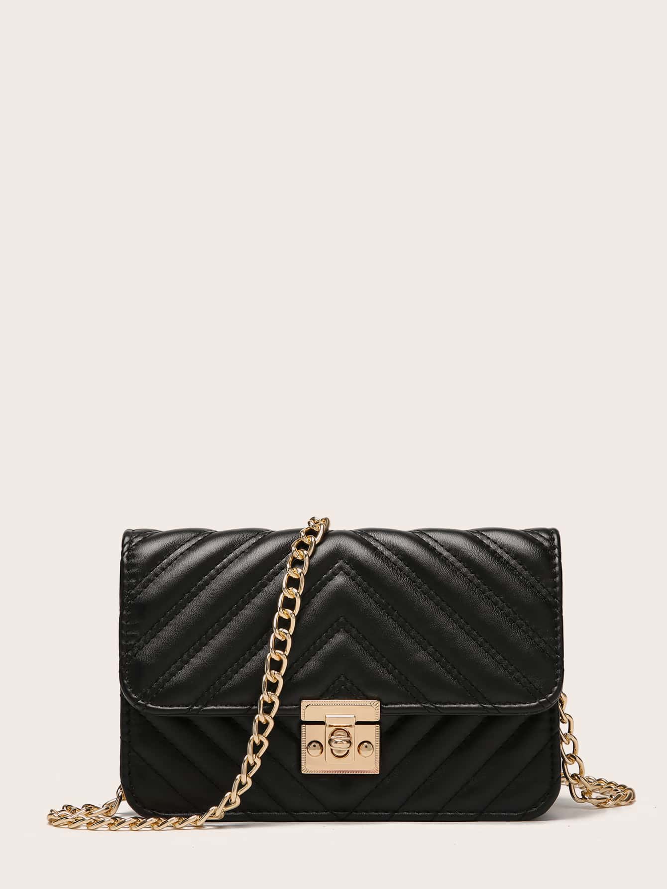 Túi chuỗi khóa xoắn nắp xương cá - màu đen - Xem 1