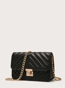 Túi chuỗi khóa xoắn nắp xương cá - màu đen - Xem 2