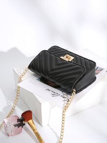 Túi chuỗi khóa xoắn nắp xương cá - màu đen - Xem 5