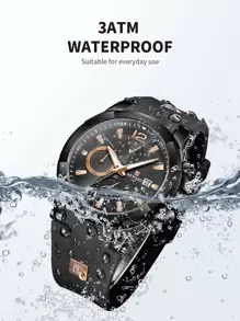 REWARD 男士石英表硅胶表带商务时尚计时日历夜光指针多功能男士腕表高品质礼物经典设计表带 - 黑色 - 查看 8