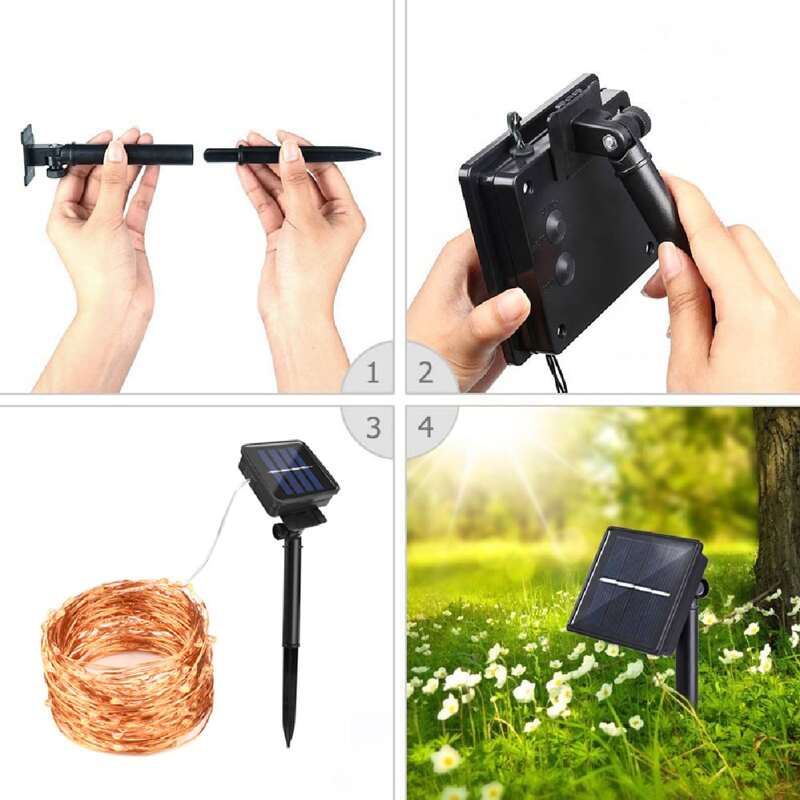 

Solar Waterproof Copper String Light With 100pcs Bulb, Yellow