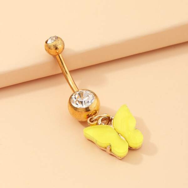 

Butterfly Pendant Belly Ring, Yellow