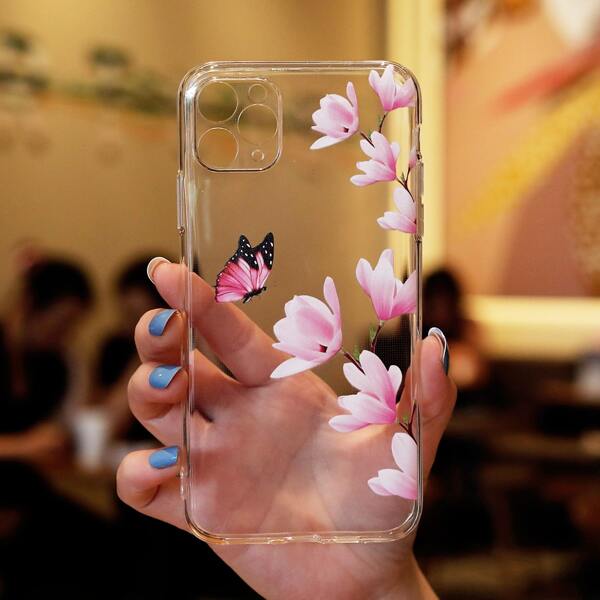 

Floral & Butterfly Print Clear Phone Case