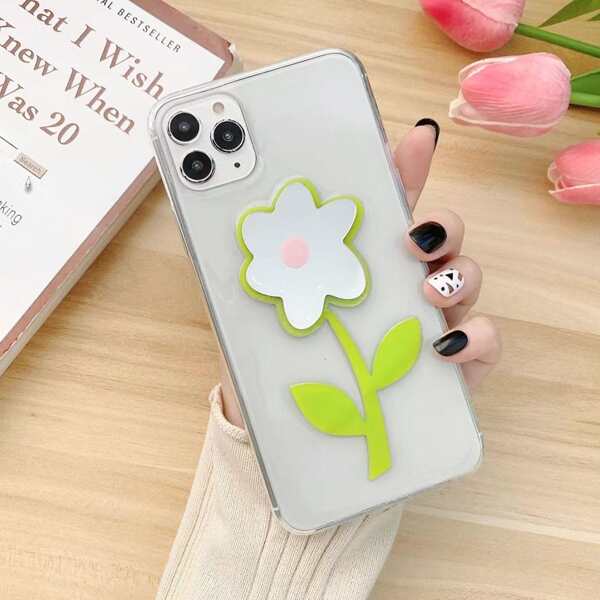 

Floral Pattern Phone Case With Mirror, Green