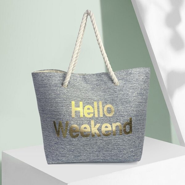 

Letter Graphic Tote Bag, Dusty blue