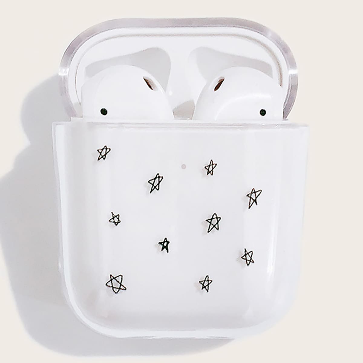 

Star Print Airpods Case, Black and white