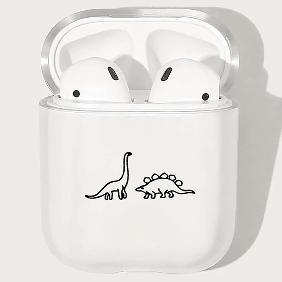 

Cartoon Dinosaur Airpods Case, Black and white