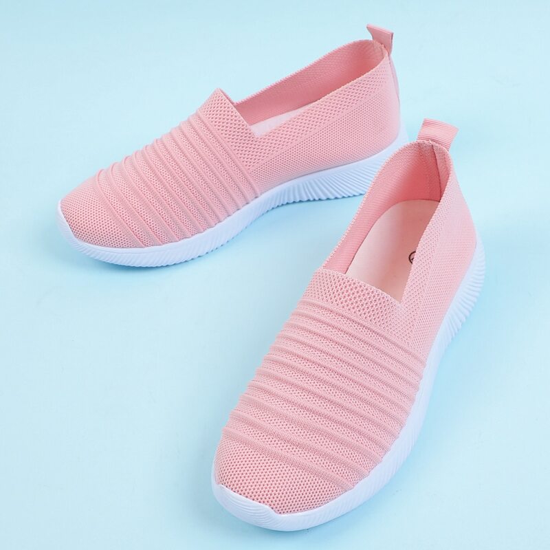 

Minimalist Knit Panel Slip On Sneakers, Pink