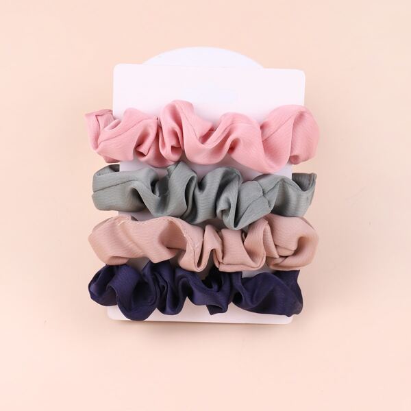 

4pcs Toddler Girls Plain Scrunchie, Multicolor