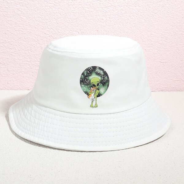 

Cartoon Graphic Bucket Hat, White