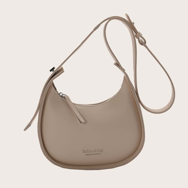 

Letter Embossed Hobo Bag, Beige