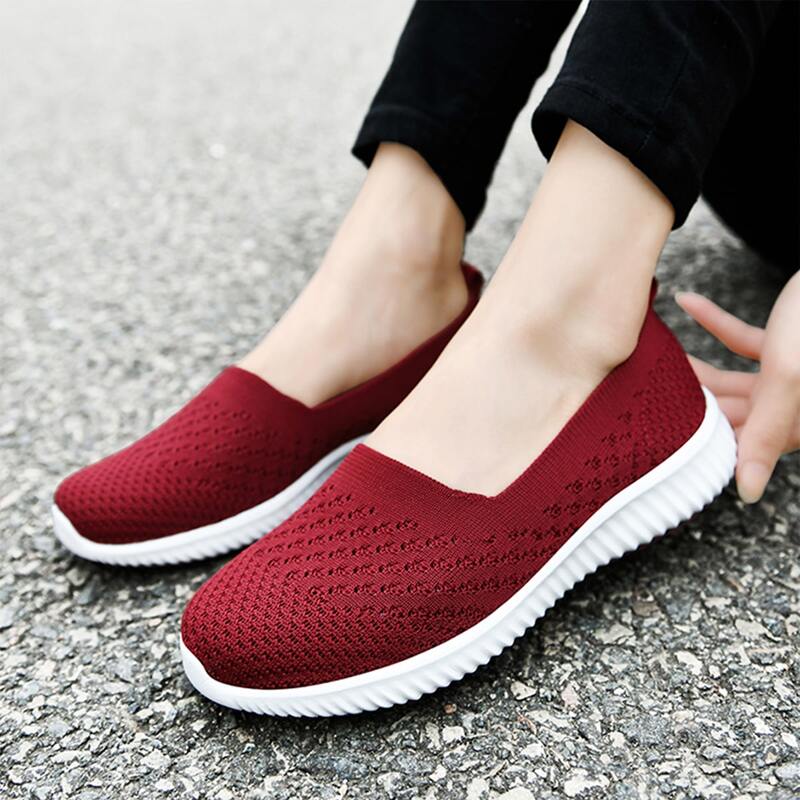

Minimalist Knit Slip On Sneakers, Red