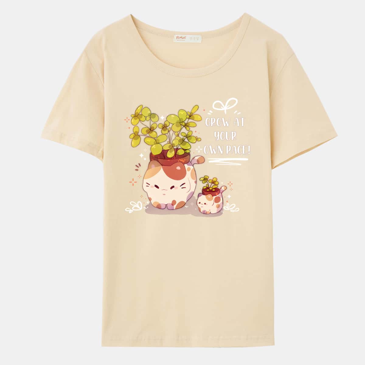 

ROMWE X Cremechii Cartoon Graphic Tee, Beige