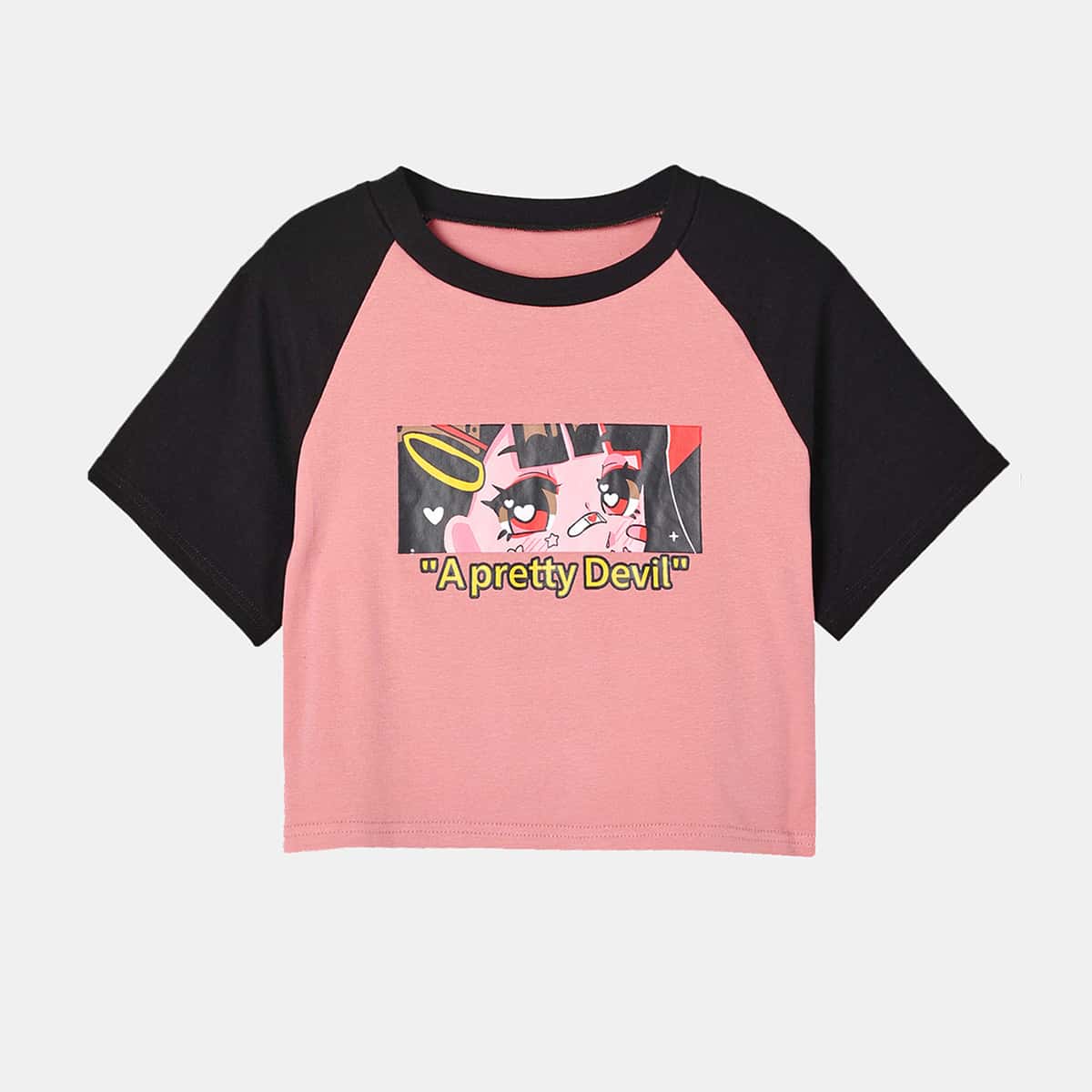 

ROMWE X cherryly.x Cartoon Graphic Crop Tee, Multicolor