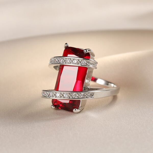 

Zircon Decor Ring, Red