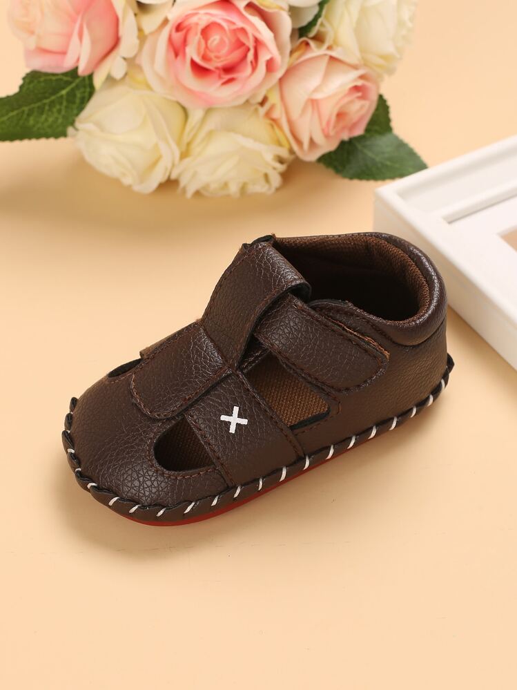 1對嬰兒男童魔鬼氈平底涼鞋，0-1歲 - 棕色 - 查看 4