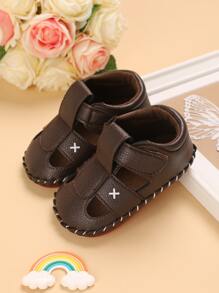 1 Pair Baby Boys' Hook And Loop Walking Flat Sandals, 0-1 Year Old - Brown - View 6