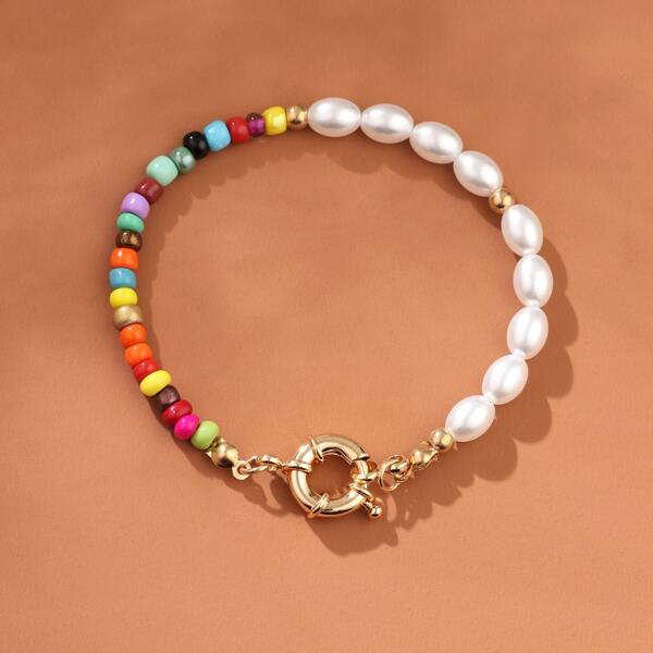 

1pc Beaded Bracelet, Multicolor