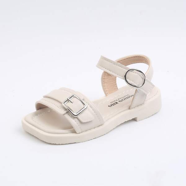 

Toddler Girls Buckle Decor Velcro Strap Sandals, Beige