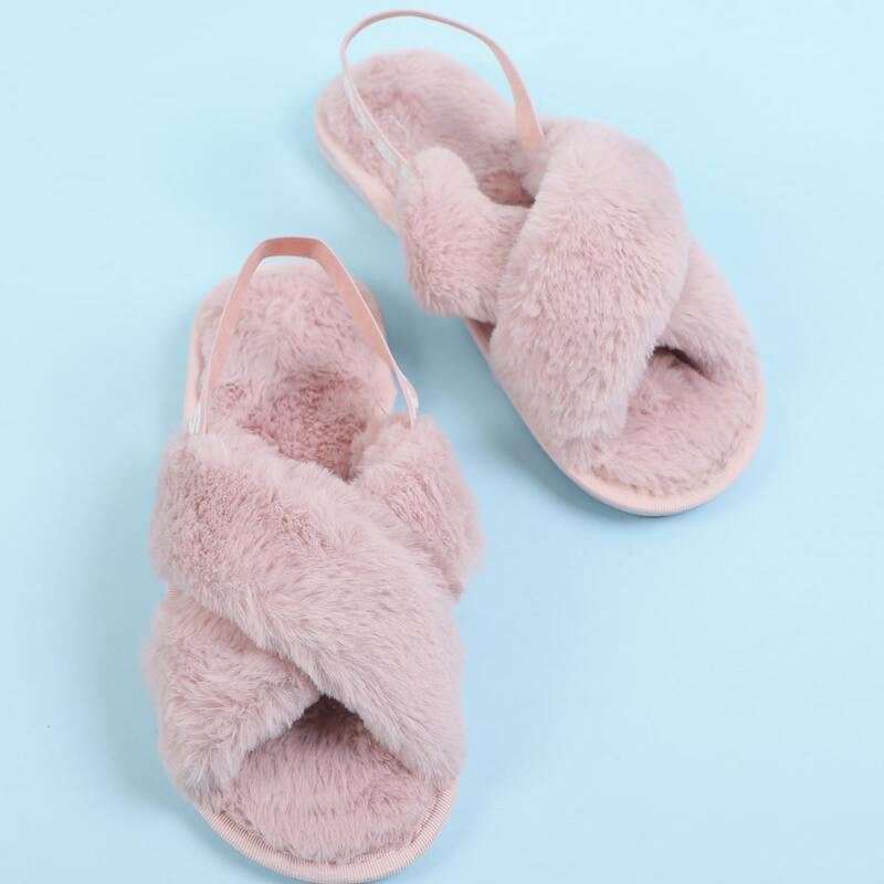 

Minimalist Fluffy Bedroom Slippers, Pink