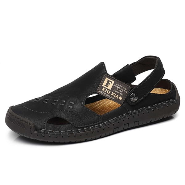 

Men Letter Patch Slingback Sandals, Black