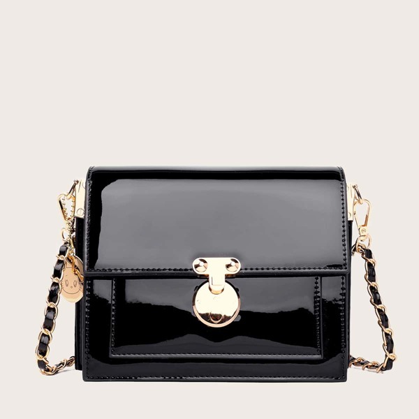 

Patent Leather Crossbody Bag, Black