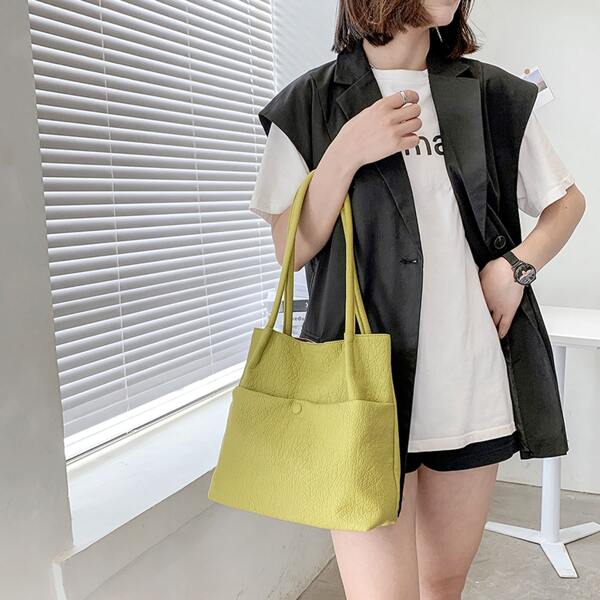 

Minimalist Shoulder Tote Bag, Green