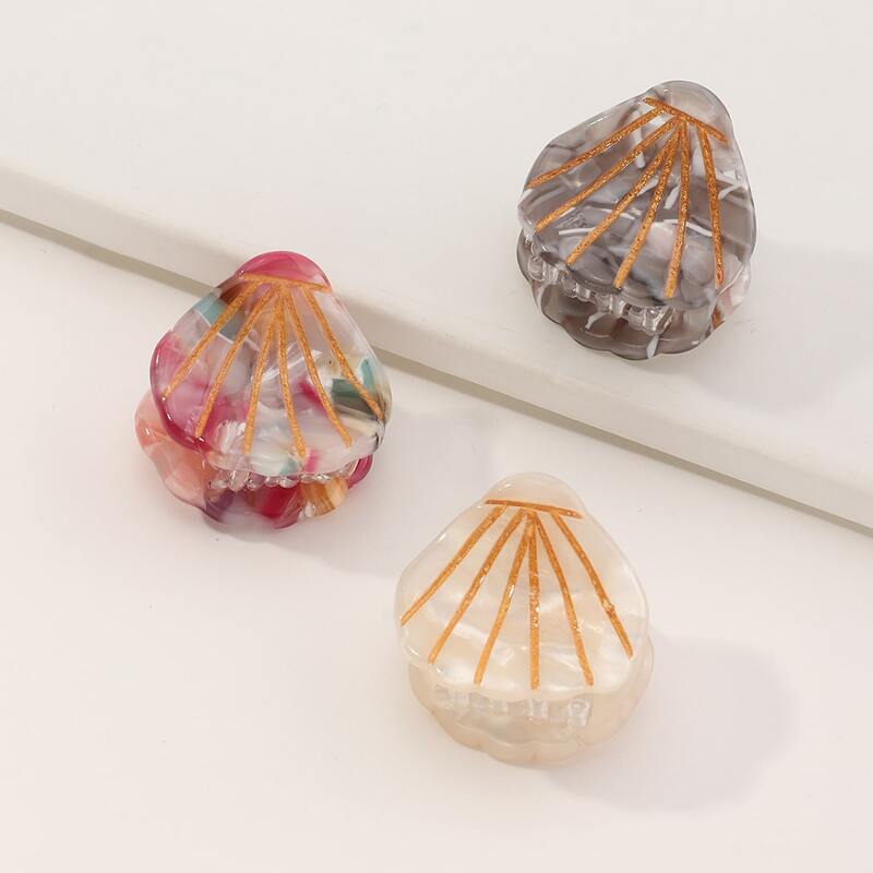

3pcs Shell Shaped Hair Claw, Multicolor